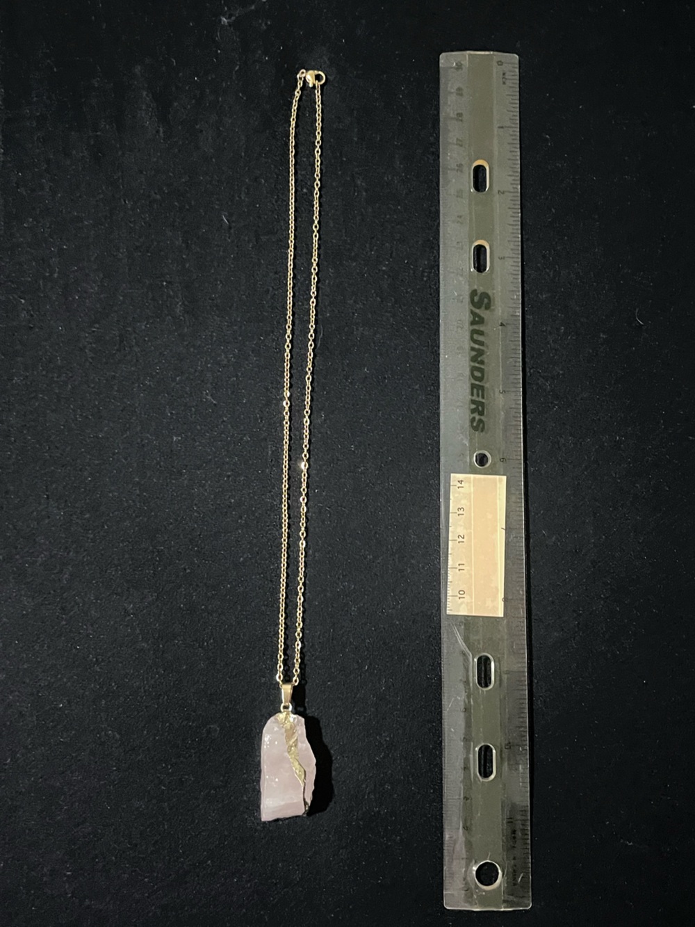 Gold Chain Necklace with Pink Rose Quartz Charm